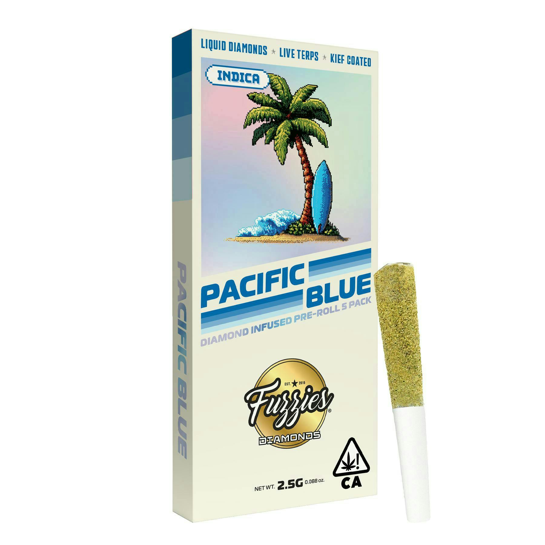 Fuzzies Pacific Blue .5g Diamond Infused Preroll 5pk 41%